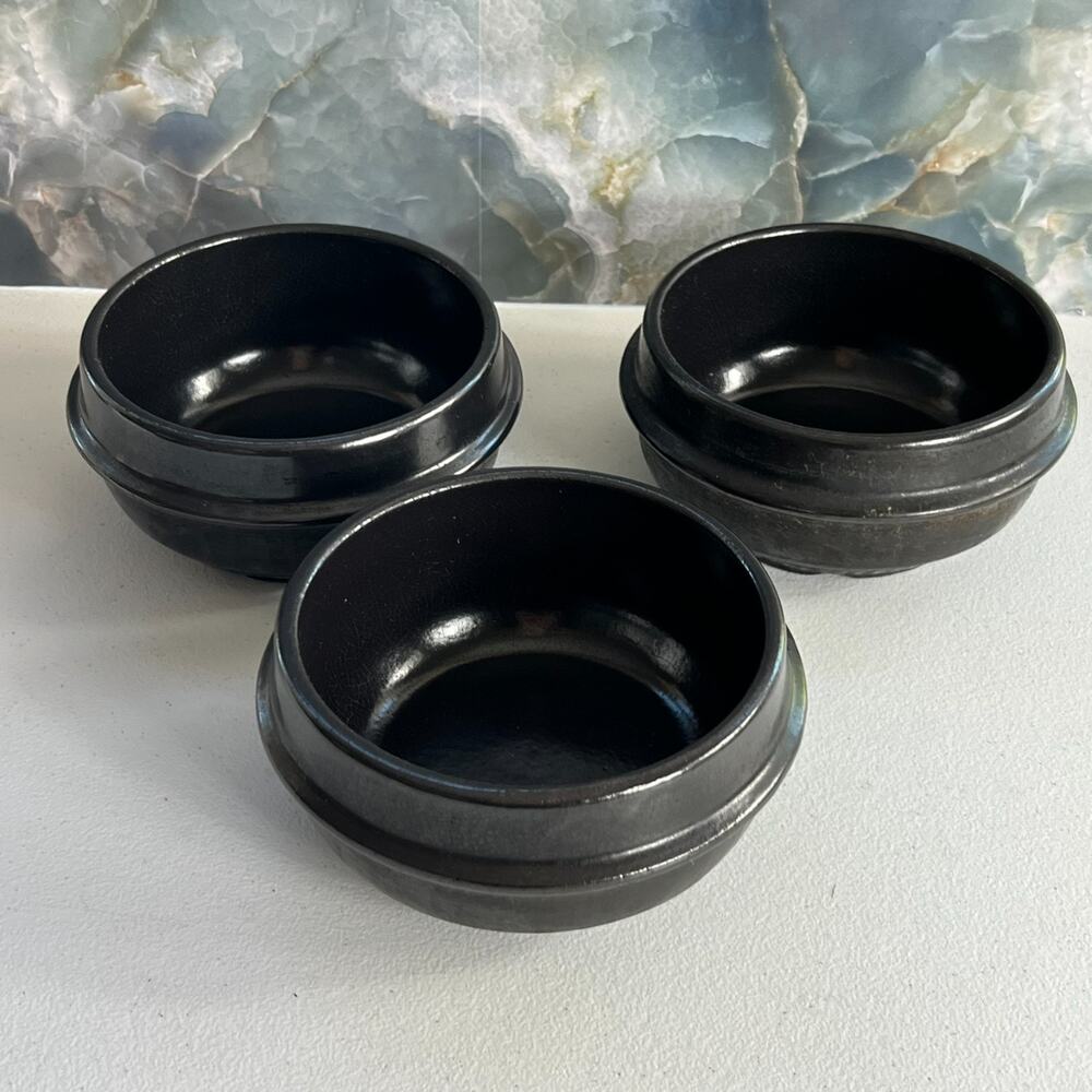 Earthenware Stone Serving Bowls Ceramics Set of 3 5in Diameter